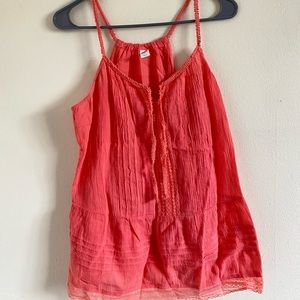 Sleeveless coral blouse